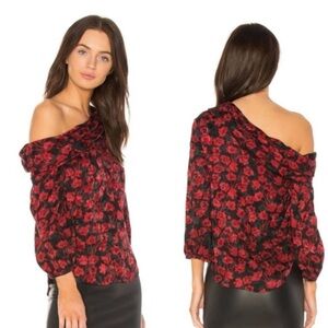 SALONI Ness Silk Blouse in Carmine Poppy, size 4 NWT